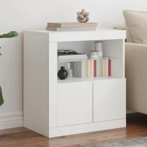 Aparador com luzes LED 60,5x37x67 cm branco com Sensor de Luz Diurna