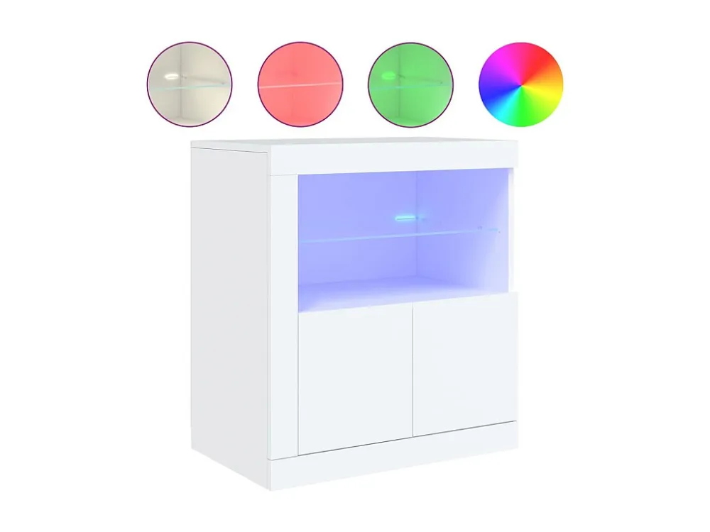 Aparador com luzes LED 60,5x37x67 cm branco com Sensor de Luz Diurna