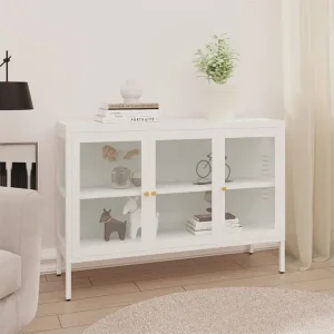 Sensor de Movimento Aparador 105x35x70 cm vidro e ço branco