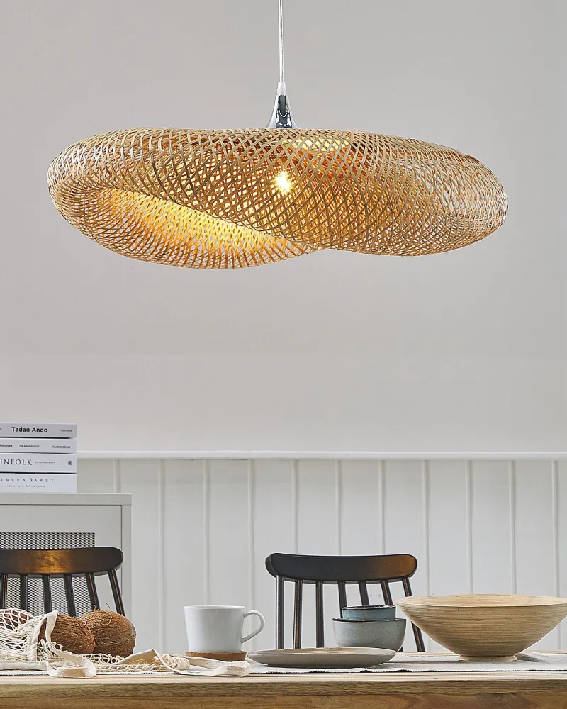 Bamboo Pendant Lamp Light Wood BOYNE Reduzido
