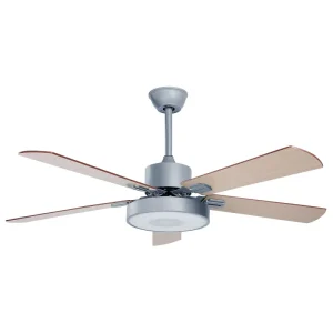 Ceiling Fan Light Grey and Light Wood HOBBLE para Iluminação Externa