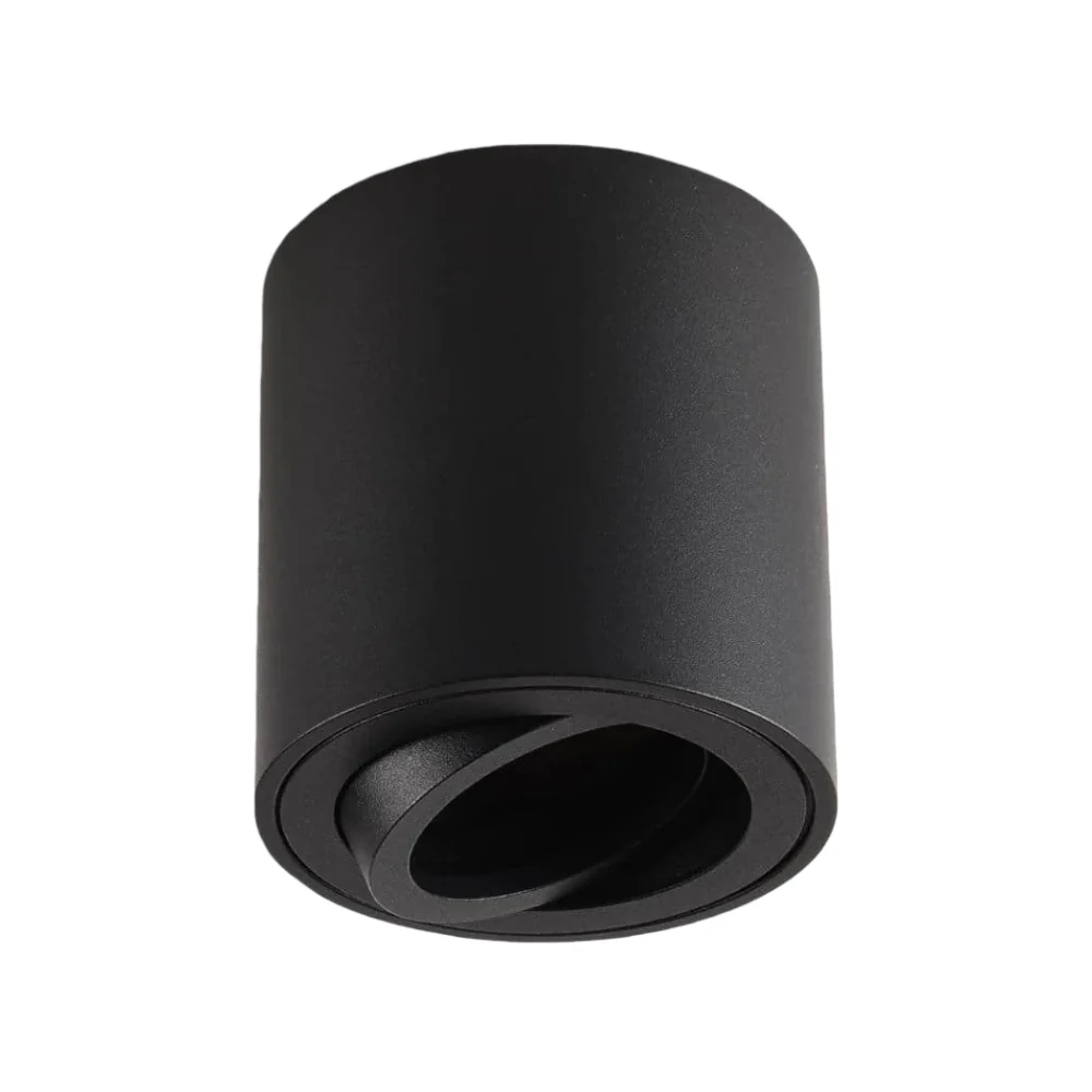 Conector para Fita LED Aplique de Teto Cilindro Preto P/ Lâmpada GU10 LED7