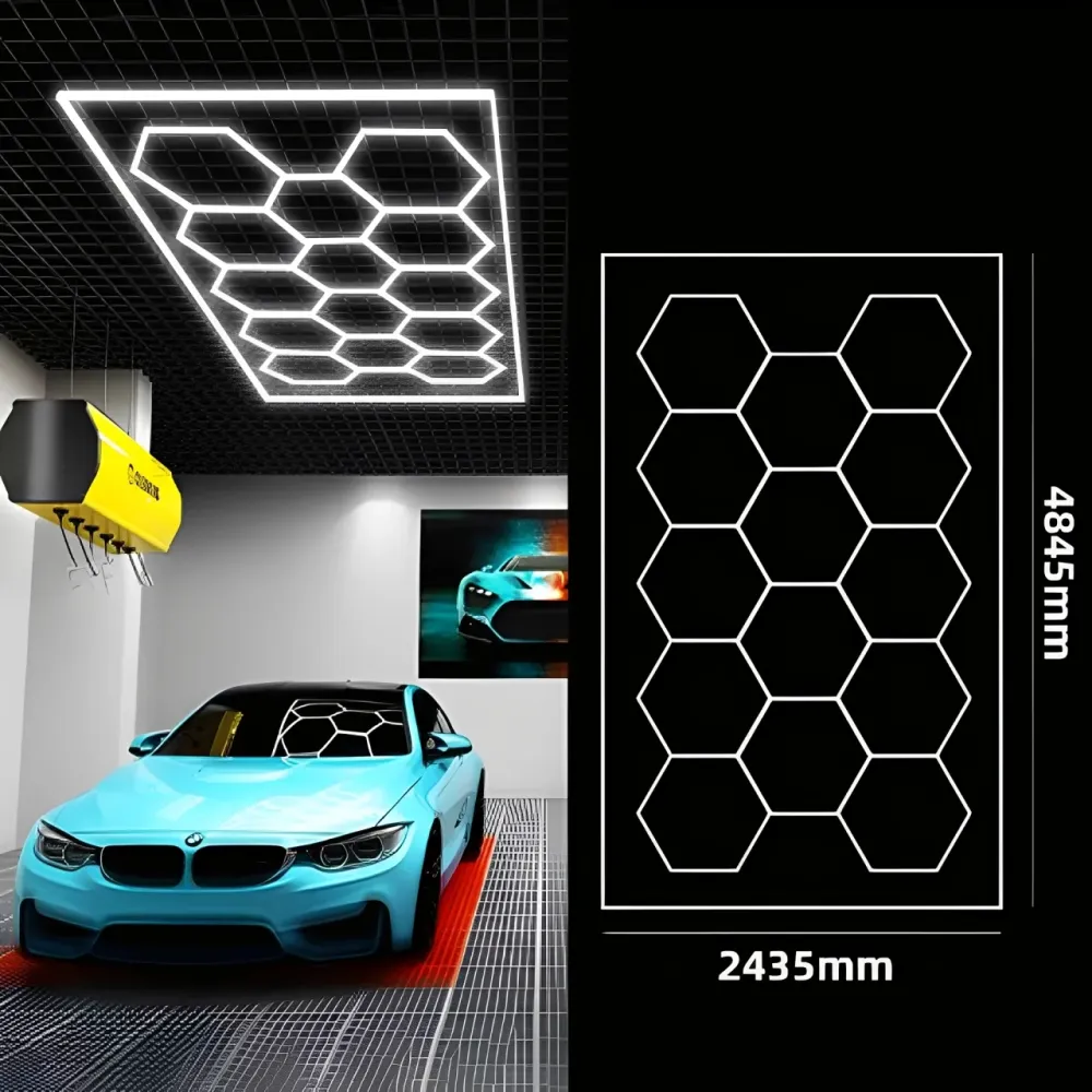 Conector para Fita LED Luminária de Teto Toplight Hexagonal 14 Células 672W 6000K P/ Garagem Ginásio