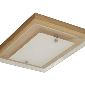Lâmpada de Tecto Finn, Carvalho, Crómio, Branco, 29x21x6,5 cm, EPIKASA para Instalação em Sanca