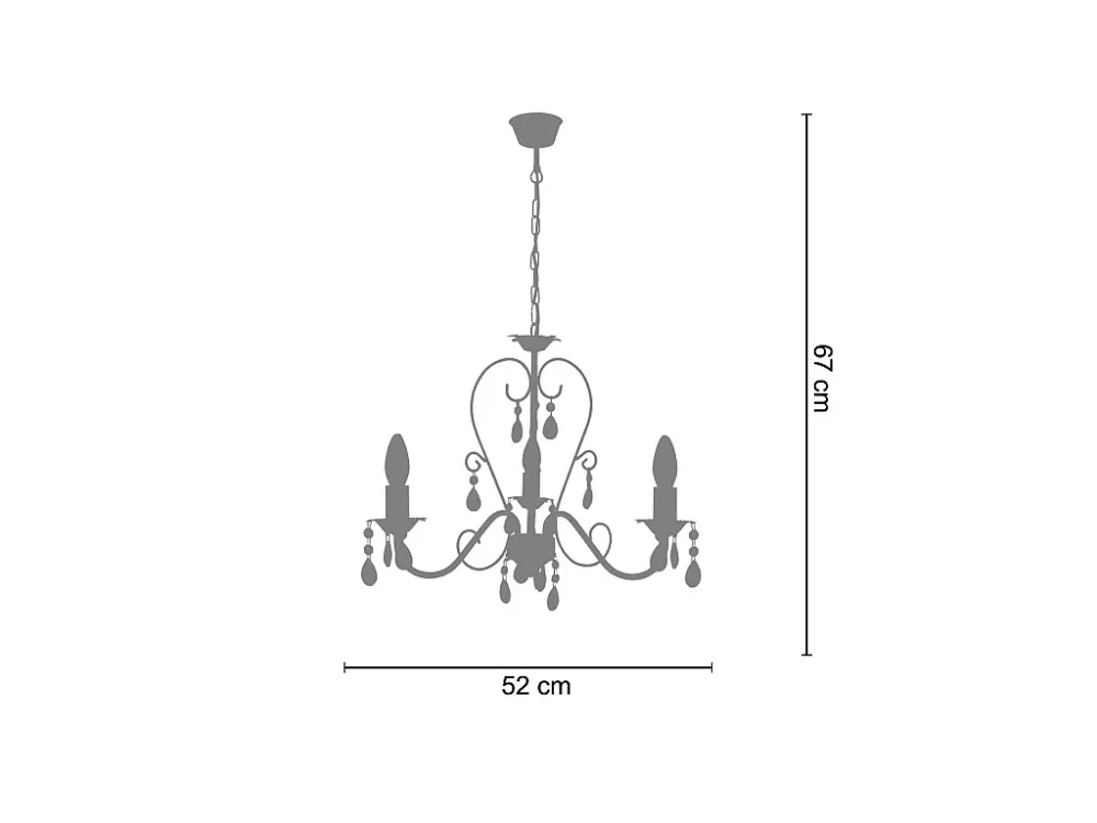 Lustre TOSEL PAMPILLES C lâmpada decorativa braço óbvio D52 x H67 cm com Sensor de Luz Diurna
