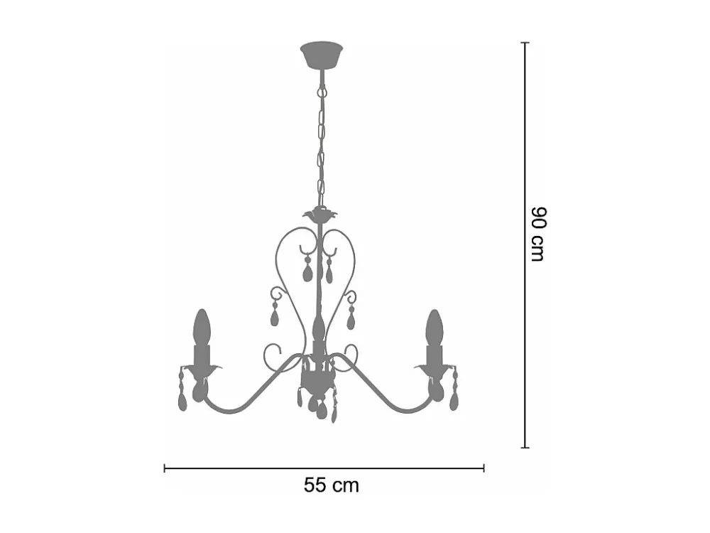 Lustre TOSEL PAMPILLES vidro braço óbvio D55 x H90 cm