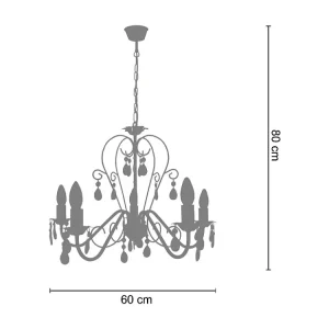 Lustre TOSEL PAMPILLES vidro braço cinza D55 x H90 cm com Garantia Estendida