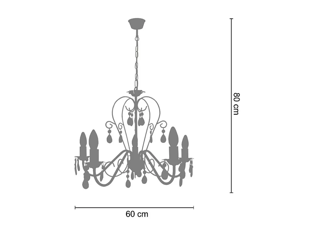 Lustre TOSEL PAMPILLES vidro braço cinza D55 x H90 cm com Garantia Estendida