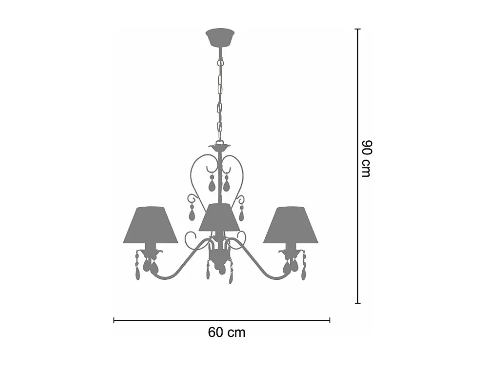 Sensor de Movimento Lustre TOSEL PAMPILLES tecido braço cinza D60 x H90 cm