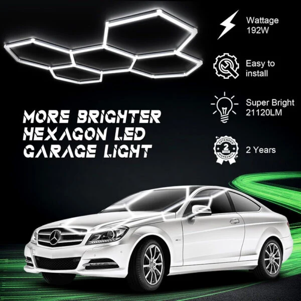 Soquete Adaptador Luminária de Teto Toplight Hexagonal 5 Células 192W 6000K P/ Garagem Ginásio