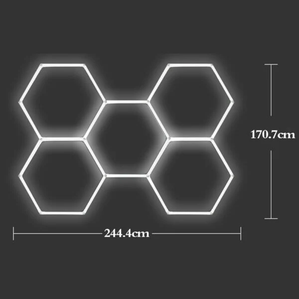 Soquete Adaptador Luminária de Teto Toplight Hexagonal 5 Células 192W 6000K P/ Garagem Ginásio