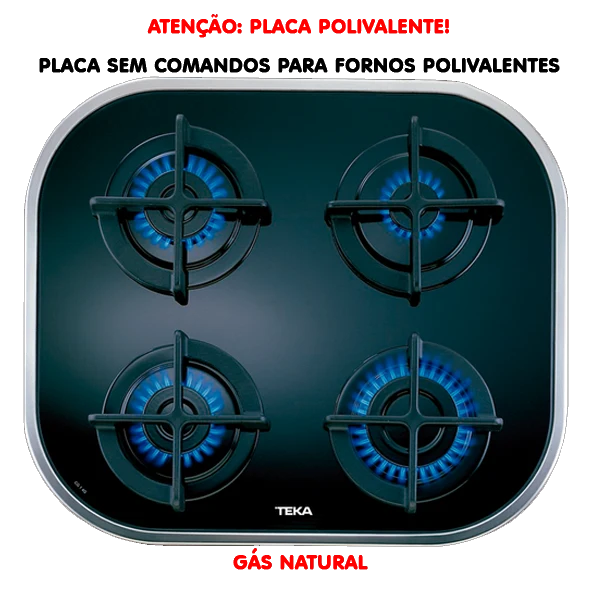 Alta Eficiência Energética Placa Gás TEKA Cg.1 4g Ai Al Inox | 4 Queimadores, Gás Integral