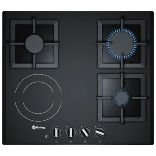 Placa Combinada Balay 3‑ETG‑667‑HB | 60 cm, 3 Gás + 1 Elétrica, Preto | 6000 Lumens | 40W