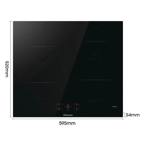 Placa de Indução Hisense HI6401BSC | Elétrica | 59.5 cm | 4 Zonas | Preto