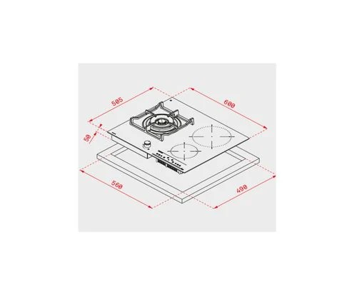 Placa Mista Teka IG 620 1G AI AL DR NAT | Gás Genuíno | 60 cm | 3 Zonas | Preto