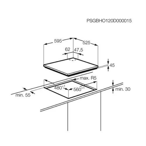 Placa Gás Orgânico AEG HGB64423UZ | 60 cm | 4 Zonas | ço Inoxidável