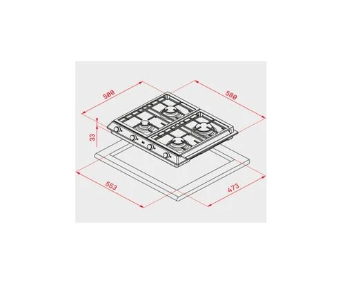 Placa Gás Teka EX 60 1 4G AI AL NAT | Gás Butano/Propano | 58 cm | 4 Zonas | ço inoxidável para Uso Contínuo 24h