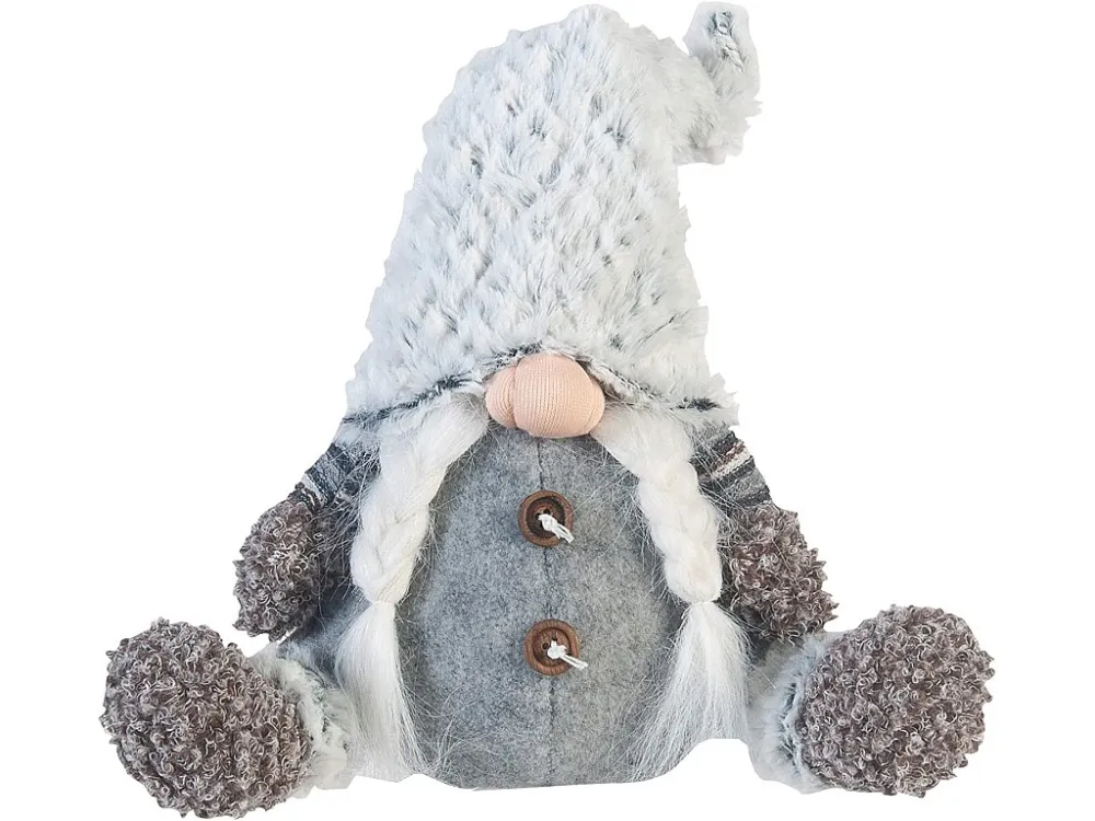 Gnomo Decorativo Ideia de Presente em Tecido Cinzento 35x16x24 (À Prova de Intempéries)