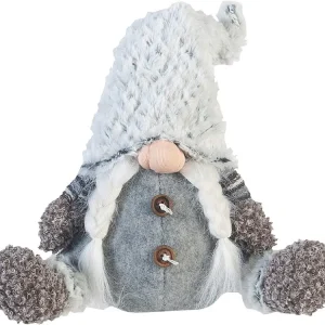 Gnomo Decorativo Ideia de Presente em Tecido Cinzento 35x16x24 (À Prova de Intempéries)