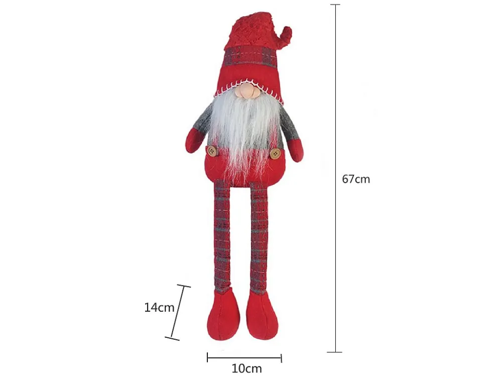 Ornamento de Natal em Tecido Cinzento Vermelho Gnomo de Pernas Compridas 67x10x14 com Sensor de Movimento