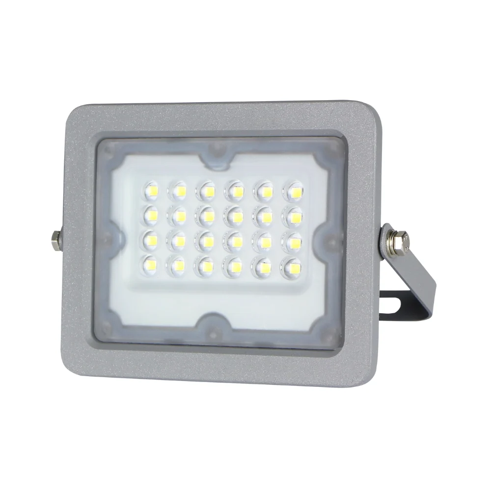 PROJETOR LED EXTERIOR FL9 CINZA 20W 1800LM IP65 LED7 com Sensor de Movimento